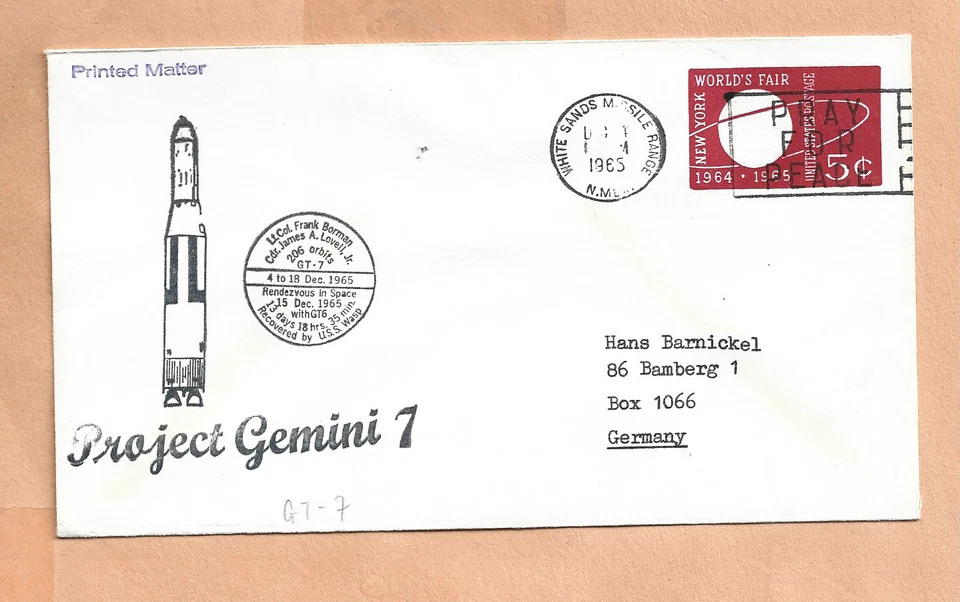 GEMINI 7 LANZAMIENTO 15 DE DICIEMBRE DE 1965 ARENAS BLANCAS SEGUIMIENTO ESPACIO CUBIERTA NASA Foto 1 de 1