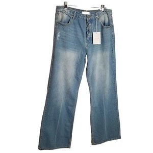 Kancan Jeans Women's 15/31 90s Flare Wide Leg Denim Distressed Button Fly Light - Picture 1 of 11