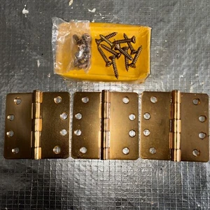 (3 LOT) HINGE SET BRONZE 4”x 4”,Radius Corners, New Old Stock,Never Mounted VGC - Picture 1 of 5