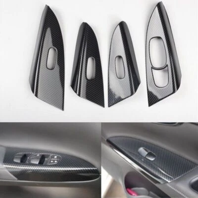 Cubierta de interruptor de panel elevador de ventana de fibra de carbono para Nissan Sentra 2013-2019 Foto 1 de 4