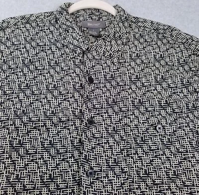 BRUNO Button Up Shirt Mens Large L Black Ivory Green Abstract Short Sleeve Retro - Image 1 of 4