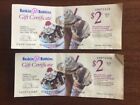 (2)Vintage 2002 Baskin-Robbins Ice Cream Gift Certificate Coupon $2.00 FREE SHIP