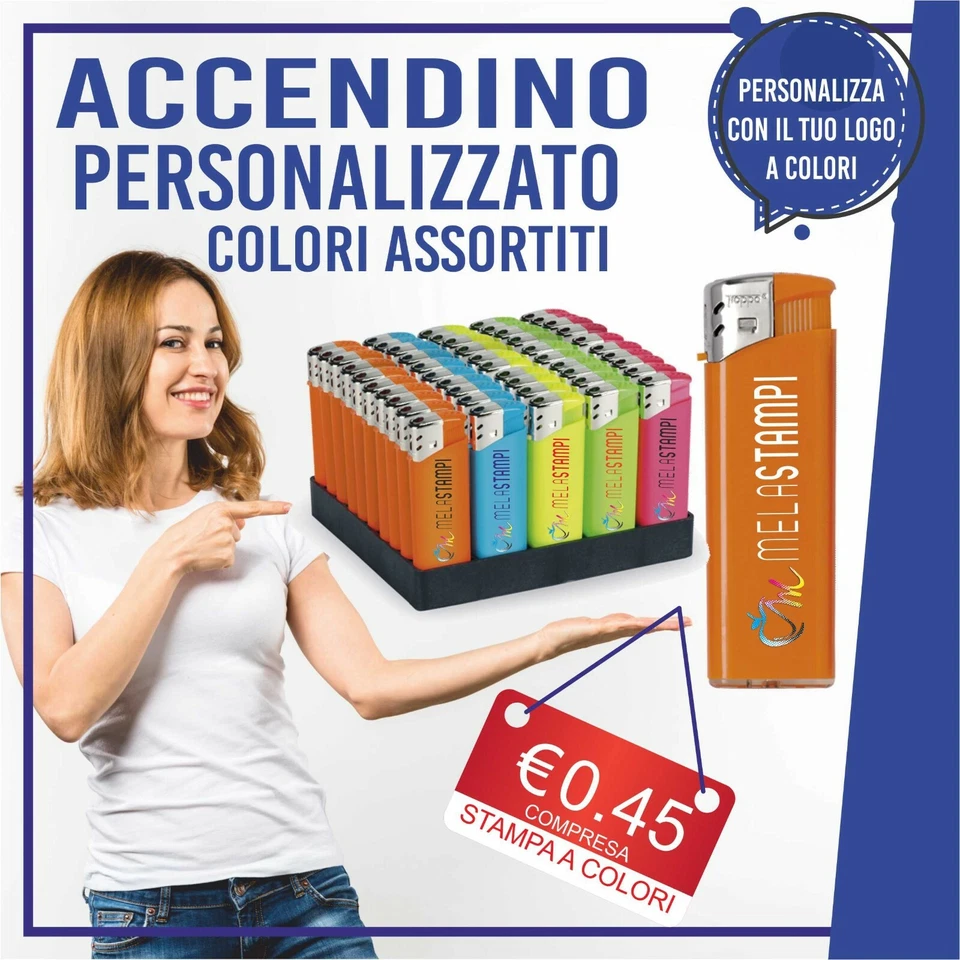 accendini personalizzati stampa a colori gadget lotto 50 100 150 200 PE865 NEON  - Immagine 1 di 1