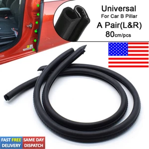 2Pcs B Pillar Car Door Edge Weatherstrip Soundproof Rubber Seal Strip Sealing US - Picture 1 of 8