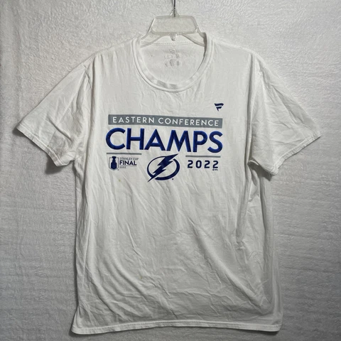 Tampa Bay Lighting Hockey Shirt Adult Large Hockey NHL Fanatics White Champions Cover