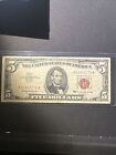 1963 $5 Dollar Bill Red Seal Legal Tender Old Us Paper Money Note Very Nice Vf+
