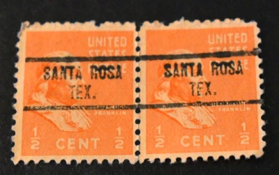 2 - 1938 US Stamps - Scott #803 - Precancels - Used - Santa Rosa, Texas - Image 1 of 2