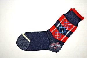 Vintage Socks King James Argyle 40s 50s Boy's 7 Navy Blue Red White 6" x 6" NWT - Picture 1 of 6