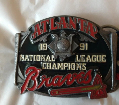 Vintage 1991 Atalanta Braves MLB Champions Buckle / Belt LE# 181 Of 10,000 Cover