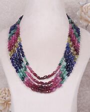 Collana con multi zaffiro, rubino, smeraldi, 5 pezzi, perline di pietre...