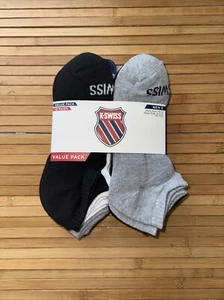 Men’s K-Swiss 10 Pairs Low Cut Cushioned Socks Black/White/Gray Sock Size 10-13 - Picture 1 of 2