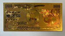 Charizard Banknote Ash And Pikachu Gold Shiny Dollar Cash
