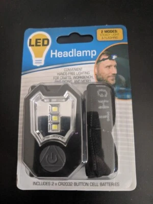Head-Mounted Flashlight w Adjustable Flexible Strap - Steady & Flashing modes - Image 1 of 2
