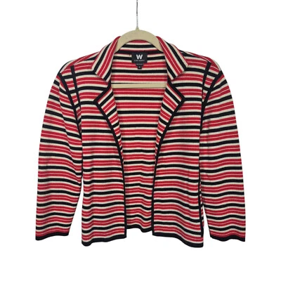 Suéter W By Worth Mujer M Rojo Lana Tejido Recortado Blazer Bolsillos Academia Foto 1 de 4