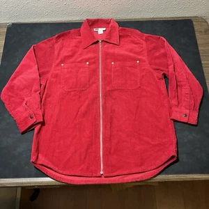 Corduroy Jacket Vintage 1970s Faded Glory Overshirt Thick Zip Fire Engine Red - Picture 1 of 10
