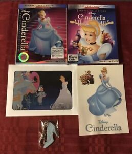CINDERELLA 1 2 & 3 Blu-Ray Signature Collection Decals, Keychain & Lithograph
