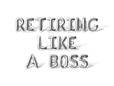 RETIRING LIKE A BOSS Letter Balloon Banner - DIY Retirement Party Decorations - Image 1 of 4