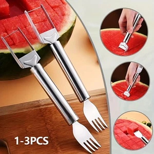 🔪 Mehrzweck Wassermelonenschneider Edelstahl Schneider Gabel für Obst Melonen - Bild 1 von 20