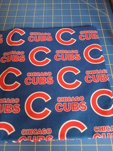 Chicago Cubs Cotton Baseball Fabric 1 Yard × 56" Wide on Blue MLB Sewing Crafts - Picture 1 of 5