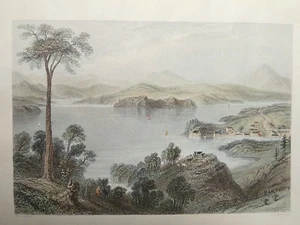 W H Bartlett C J Armytage  Lithograph Hand Colored tinted pic LAKE MEMPHREMAGOG - Picture 1 of 6