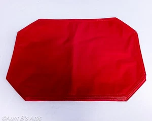 Juego de 6 manteles individuales cubiertos de tela de vinilo rojo octágono/rectángulo vajilla mantel individual - Imagen 1 de 4