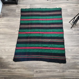 San Marcos Throw Blanket Striped Block 59" X 46" Acrylic Scotch Plaid Green Red - Picture 1 of 12