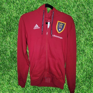 Adidas MLS Real Salt Lake Travel Jacket Hoodie Red/White Small Sm Unisex - Picture 1 of 7