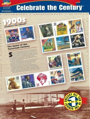 USPS Scott 3182-91 "Celebrate the Century" Commem. Stamps 1900s-1990s CV $285.00 - Image 1 of 4