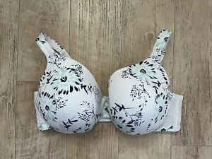 Plus Size 44D  Cacique Lightly Lined Full Coverage Underwire Floral Blue Bra