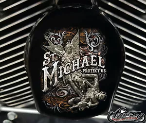 Harley Davidson Custom Horn cover Touring Dyna Softail Sportster SAINT MICHAEL - Picture 1 of 1