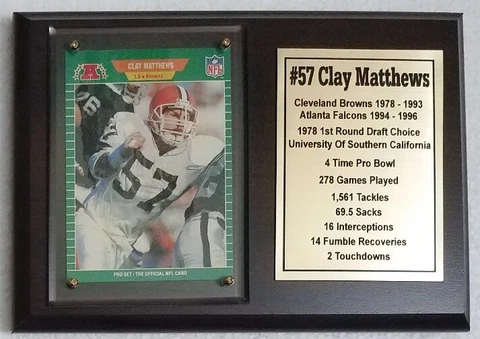 Cleveland Browns Clay Matthews Football Card Plaque Cover