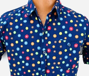M&M's Candies Hawaiian Aloha M Shirt Blue Button Down Officially Licensed Candy - Picture 1 of 14