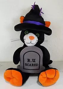 Peluche cappello strega gatto nero e arancione Halloween con ragno e lapide RU spaventato 1999 - Foto 1 di 14