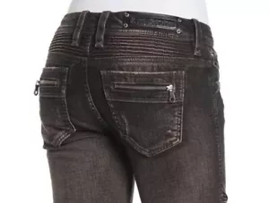 Rock Revival Moto Nelrose Skinny Jeans Women’s Size 31 Dark Brown NEW $195 - Picture 1 of 12