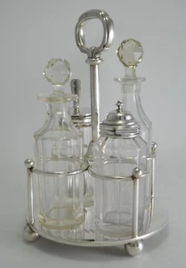 S5837 MAGNIFICA OLIERA CRUET MENAGE IN SILVER PLATED WALKER & HALL ANNI '20 '30 - Picture 1 of 11