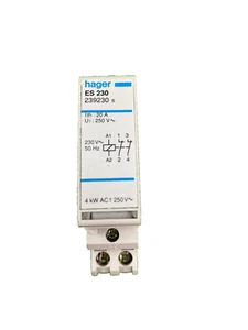 Contactor Hager 20A 239230 ES230 250V 1 POLO ÚNICO - Imagen 1 de 4