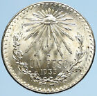 1933 Mo MEXICO Large Eagle Liberty Cap Mexican Antique Silver 1 Peso Coin i97953