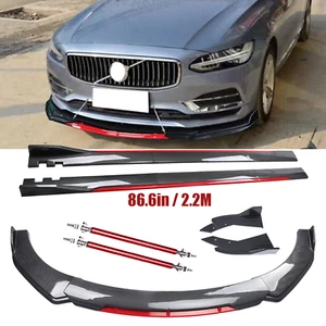 Front Bumper Lip Spoiler Splitter Side Skirt Carbon Fiber For Volvo S40 S60 S80 - Picture 1 of 24