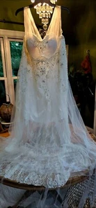 Never worn white wedding size XL lace sequins satin - Picture 1 of 12