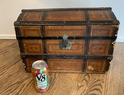 Antique Wood Dome-Top Doll Trunk or Chest in Overall Good Solid Period Condition Cover