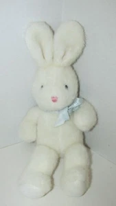 Prestige Plush bunny rabbit white blue bow pink nose fuzzy furry older vintage - Picture 1 of 5