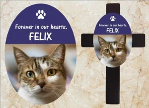 Croce commemorativa per animali domestici (per sempre nei nostri cuori) - PERSONALIZZABILE - Foto 1 di 7