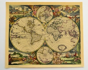 World Map 1690 by Hoffmann-La Roche Drug Co M5 Series 1950s Reproduction - Picture 1 of 4