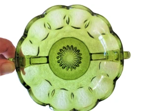 PLATO DE TAZÓN DE DOBLE MANGO DE VIDRIO VERDE INDIANA DE COLECCIÓN - Imagen 1 de 1