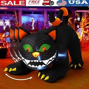 6 FT Halloween Inflatables Black Cat Moving Head and Built-in LEDs Blow Up Yard - Picture 1 of 7