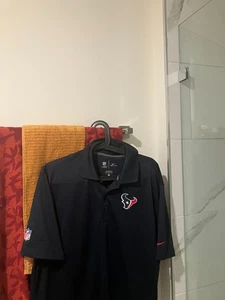 Houston Texans blue poly  Nikedri fit   polo golf shirt  men's adult  Large NEW - Picture 1 of 2