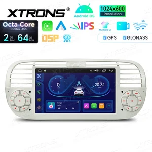 Beige 7" UI Car Stereo Radio for Fiat 500 2007-2015 CarPlay Android 14 64G 8Core - Picture 1 of 16