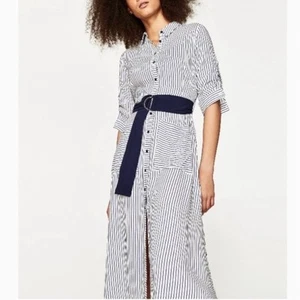 Zara blue and white striped button down dress (Size: XS)* - Picture 1 of 8