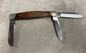 Buck Stockman 371 Folding Pocket knife 3 Blades Smooth Wood Handle Preowned - Picture 1 of 11