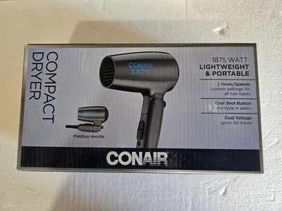 Secador de pelo con mango plegable compacto Conair 1875 vatios doble voltaje (¡Nuevo!) Foto 1 de 2